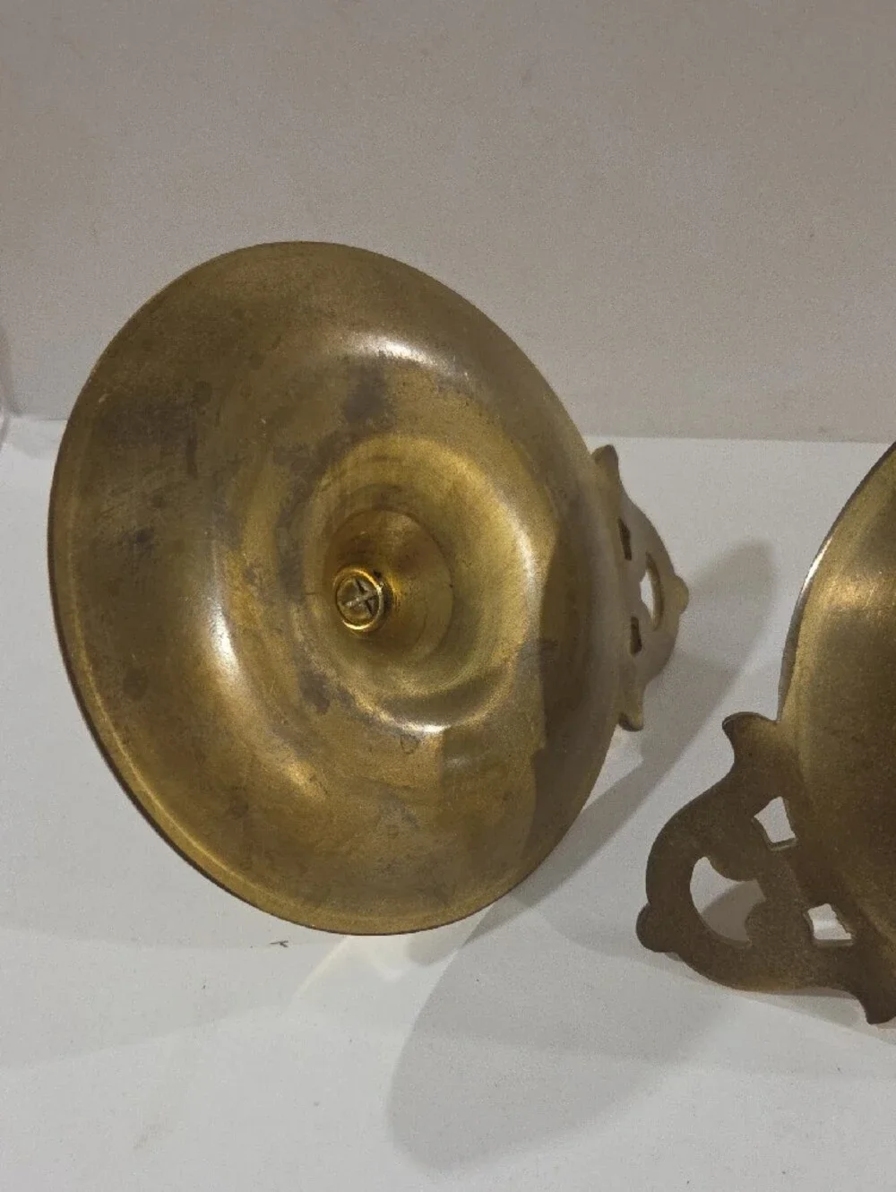 Solid Brass Bedside Chamberstick Candle Holders - Pair